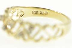 10K Yellow Gold Wavy Retro Diamond Heart Wedding Band Ring