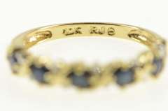 10K Yellow Gold Sapphire Diamond Wavy Pattern Wedding Band Ring