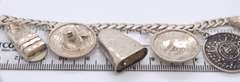 Vintage 925 Sterling Silver Mexico 7 Charms Cuban Link Bracelet