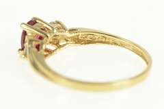 10K Yellow Gold Oval Syn. Ruby CZ Accent Classic Statement Ring