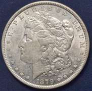 1879 Morgan Silver Dollar, AU.