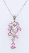 Fabulous White Gold Pink Sapphire and Diamond Pendant on Chain