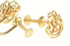 14K Yellow Gold 1960's Retro Spiral Twist Knot Screw Back Earrings