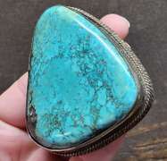 Huge! 385ct well marbled light blue and green Turquoise buckel
