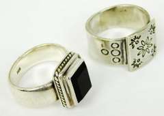 2 Chunky Wide Sterling Silver Rings