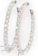 Eyecatching White Gold Diamond Shared Prong Inside Out Hoop Earrings