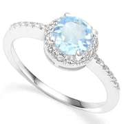 1.56 CT BABY SWISS BLUE TOPAZ & DIAMOND 925 STERLING SILVER COCKTAIL RING