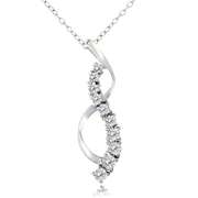 Sterling Silver White Topaz Journey Ribbon Necklace