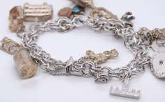 Vintage 925 Sterling Silver Charms Bracelet