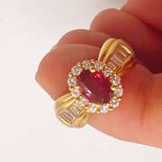 18kt Yellow Gold, Ruby, & Diamond Ring