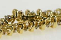 14K Yellow Gold 1.26 Ctw Diamond Wavy Link Classic Tennis Bracelet