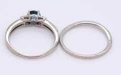 Incredible White Gold IR Blue Diamond Split Shank Diamon Bridal Set