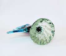 Vintage Mid Century Murano Heavy Blown Glass Fish Vase in Tones of Aqua Blue and Redish Brown, With Clear Base