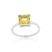 Sterling Silver Citrine Solitaire Square Ring