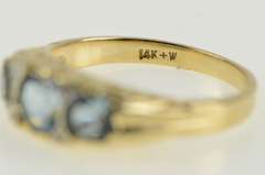 14K Yellow Gold Three Stone Blue Topaz Diamond Statement Ring