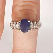 14kt Gold, Blue Sapphire, & Diamond Cocktail Ring