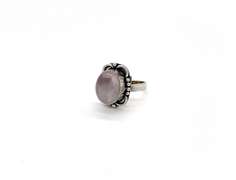 Cabochon Rose Quartz in Tibetan Silver Energy Ring
