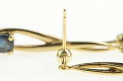 14K Yellow Gold Pear Sapphire Inset Twist Dangle Drop Earrings