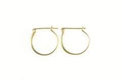 10K Yellow Gold Channel Classic Diamond Hoop Statement Earrings