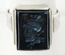 Deco Sterling Roman Soldier Intaglio Ring, Size 9.5