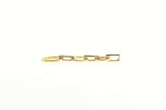 14K Yellow Gold Diamond Inset Bar Oval Link Drop Chain Pendant