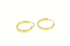 18K Yellow Gold 20.3mm Flower Blossom Pattern Squared Hoop Earrings