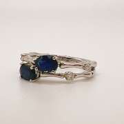 14kt Gold, Blue Sapphire, & Diamond Cocktail Ring