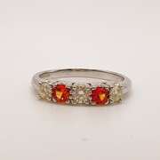 14kt White Gold, Orange Sapphire, & Diamond Band