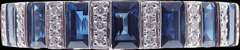 Gleaming Sapphire and Diamond Bordered 18k White Gold Ring