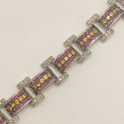 18kt White Gold, Ruby, Sapphire, & Diamond Bracelet