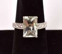 Gorgeous Green Amethyst Ring in 14K White Gold