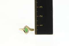 10K Yellow Gold Marquise Emerald Diamond Accent Bypass Ring