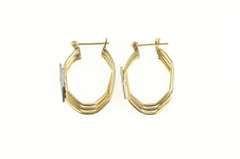 14K Yellow Gold 0.25 Ctw Diamond Squared Cluster Twist Hoop Earrings