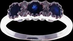 Gorgeous Sapphire Triple Set 18k White Gold Ring bordered with Diamonds