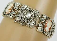 Beautiful Vintage German Sterling Shell Cameo Bracelet