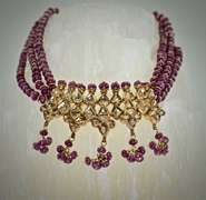 Exquisite Ruby, Diamond, and 21K Gold Indian Necklace