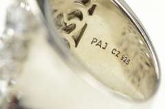 Sterling Silver Curved CZ Encrusted Pave Statement Band Ring