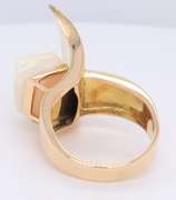 Gorgeous Yellow Gold Free Form Crazed Opal and Diamond Ring