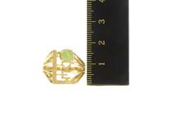 14K Yellow Gold Retro Jadeite Love Word Ornate Statement Ring