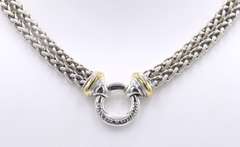 David Yurman 2 Tone Double Wheat Row Chain Necklace