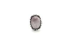 Cabochon Rose Quartz in Tibetan Silver Energy Ring