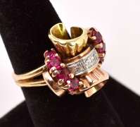 Lovely Ruby and Diamond Ring in 14K Two-Tone Gold