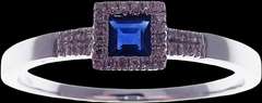 Regal Sole Sapphire 18k White Gold Ring Bordered with Diamonds
