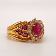 18kt Yellow Gold, Ruby & Diamond Ring