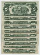 10 Nicer 1953 Series $2 Red Seal Notes in XF/AU