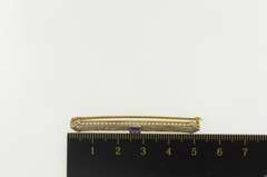 14K Yellow Gold Art Deco Amethyst Ornate Filigree Bar Pin/Brooch