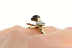 14K Yellow Gold Princess Iolite Citrine Two Tone Spinner Ring