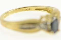 10K Yellow Gold Natural Sapphire Diamond Cluster Engagement Ring