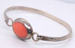 Vintage 925 Sterling Silver Mexico Gemstone Bangle Bracelet