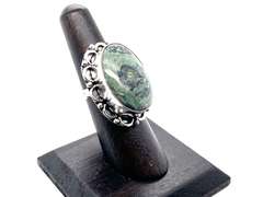 Oval Statement Kambaba Jasper in Tibetan Silver Energy Design Ring